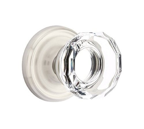 Emtek LW-US15-PASS Satin Nickel Lowell Glass Passage Knob with Your Choice of Rosette