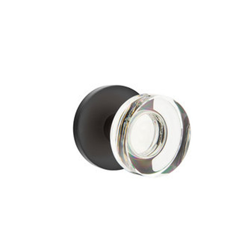 Emtek MDC-US19-PRIV Flat Black Modern Disc Glass Privacy Knob with Your Choice of Rosette