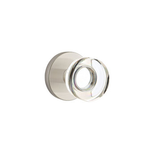 Emtek MDC-US15-PHD Satin Nickel Modern Disc Glass (Pair) Half Dummy Knobs with Your Choice of Rosette