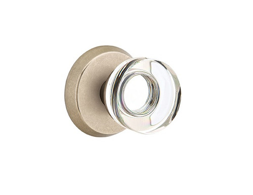 Emtek MDC-TWB-PASS Tumbled White Bronze Modern Disc Glass Passage Knob with Your Choice of Rosette