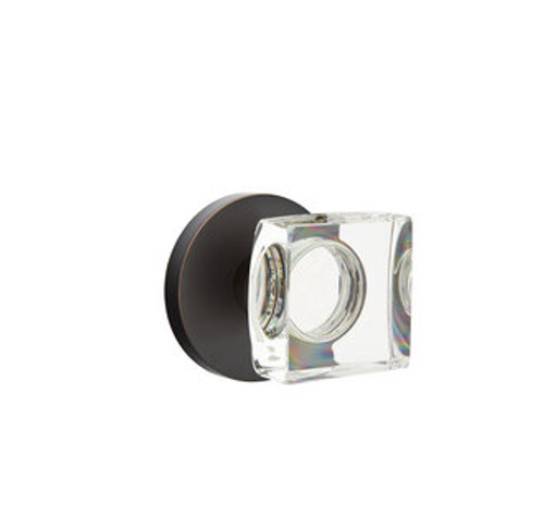 Emtek MSC-US10B-PASS Oil Rubbed Bronze Modern Square Glass Passage Knob with Your Choice of Rosette