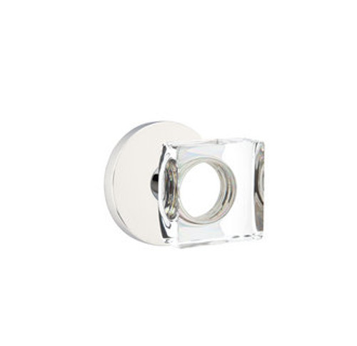 Emtek MSC-US26-PRIV Polished Chrome Modern Square Glass Privacy Knob with Your Choice of Rosette