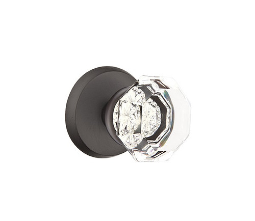 Emtek OT-FB-PHD Flat Black Old Town Clear Glass (Pair) Half Dummy Knobs with Your Choice of Rosette