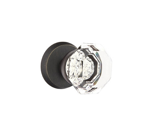 Emtek OT-MB-PRIV Medium Bronze Old Town Clear Glass Privacy Knob with Your Choice of Rosette