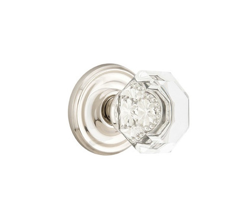 Emtek OT-US14-PASS Polished Nickel Old Town Clear Glass Passage Knob with Your Choice of Rosette