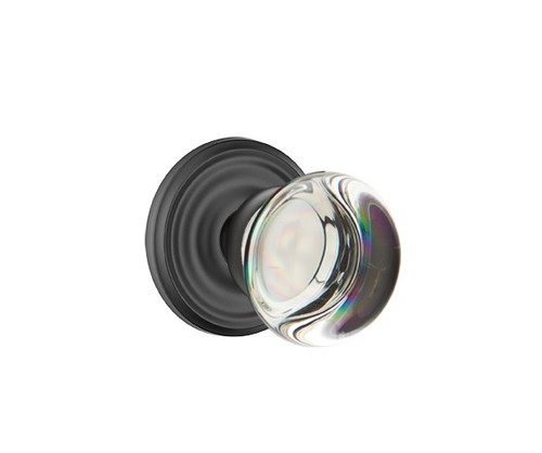 Emtek PC-US19-PHD Flat Black Providence Glass (Pair) Half Dummy Knobs with Your Choice of Rosette