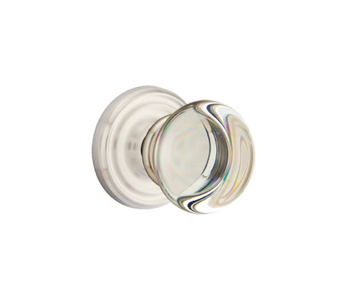 Emtek PC-US15-PASS Satin Nickel Providence Glass Passage Knob with Your Choice of Rosette