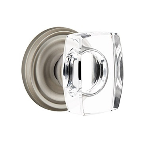 Emtek WS-US15A-PASS Pewter Windsor Glass Passage Knob with Your Choice of Rosette