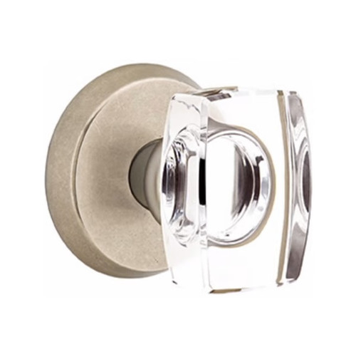 Emtek WS-TWB-PRIV Tumbled White Bronze Windsor Glass Privacy Knob with Your Choice of Rosette