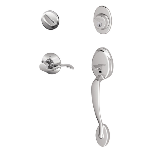 Schlage F60PLY625ACC Bright Chrome Plymouth Handle Set with Accent Handle