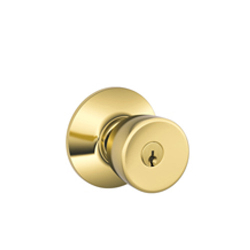 Schlage F51ABEL605 Bright Brass Keyed Entry Bell Style Knob