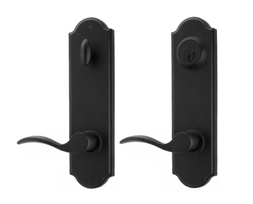 Weslock L7641H2H2SL2D Left Hand Carlow Tramore Single Cylinder Deadbolt Passage Lock with Adjustable Latch and Round Corner Strikes Black Finish