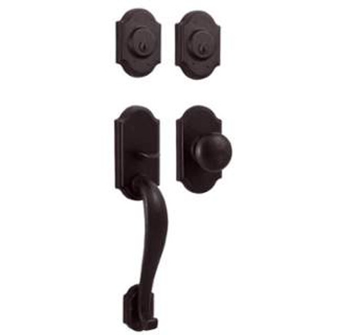 Weslock 7625/7402-F-1 Oil Rubbed Bronze Castletown Double Cylinder Handleset with Premiere Rosettes and Wexford Knob
