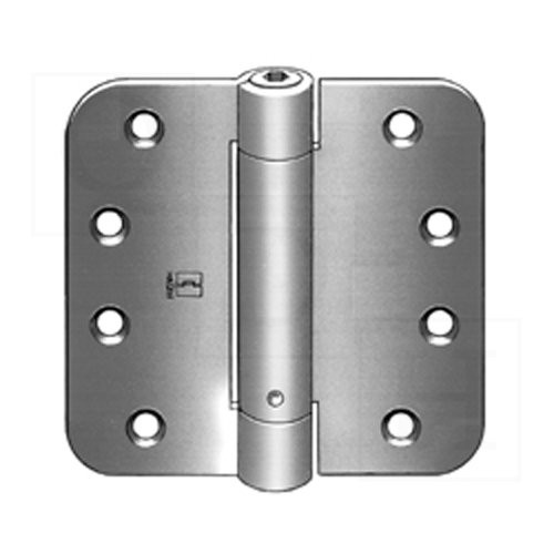 Hager 125243 Polished Brass 4" Full Mortise Single Acting 5/8" Radius Corner Spring Hinge