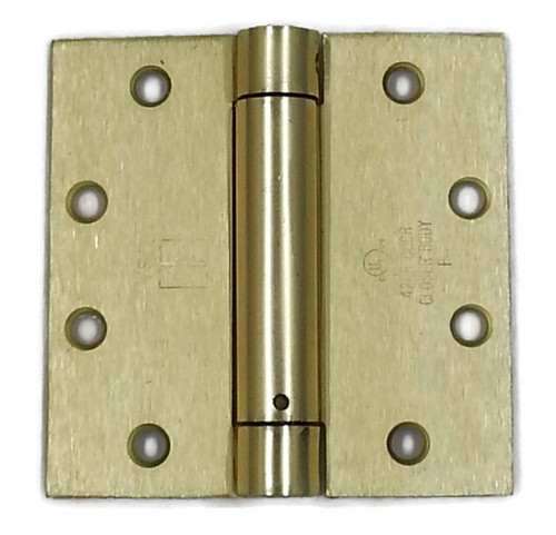 Hager 12504124 Satin Brass 4-1/2" Full Mortise Single Acting Square Corner Spring Hinge