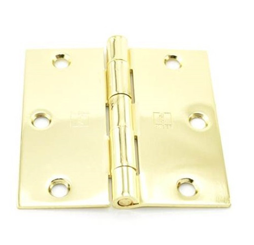 Hager 15413123 Polished Brass 3-1/2" Full Mortise Brass Residential Hinge