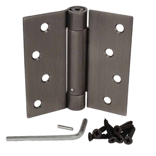 Hager 1750415A Antique Nickel 4" Full Mortise Square Corner Steel Residential Spring Hinge