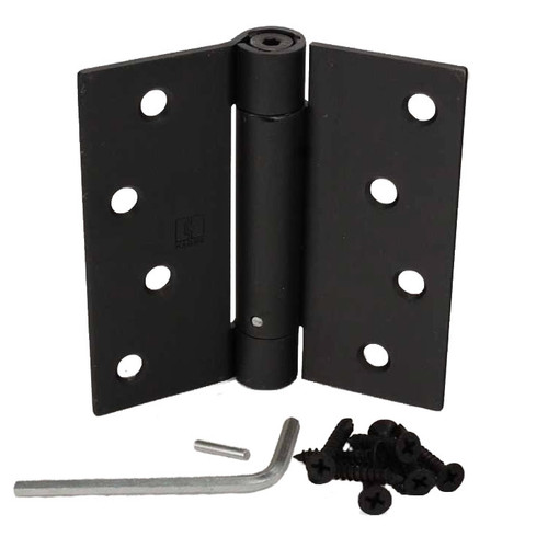 Hager 17503121D Dull Black 3-1/2" Full Mortise Square Corner Steel Residential Spring Hinge