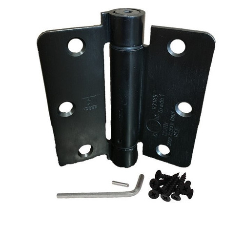 Hager 17513121D Dull Black 3-1/2" Full Mortise 1/4" Radius Steel Residential Spring Hinge