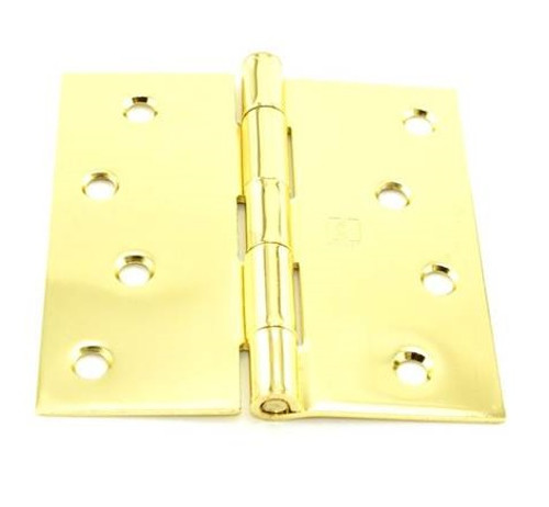 Hager 174143 Polished Brass 4" Full Mortise Steel Residential Hinge