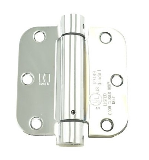 Hager 175231226 Polished Chrome 3-1/2" Full Mortise 5/8" Radius Steel Residential Spring Hinge