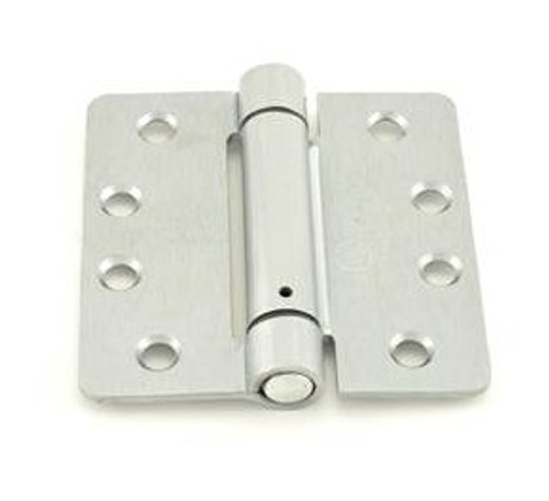 Hager 1744426D Satin Chrome 4" Full Mortise 1/4" Radius Steel Residential Spring Hinge