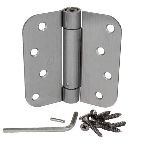 Hager 1762432D Satin Stainless Steel 4" Full Mortise 5/8" Radius Steel Residential Spring Hinge