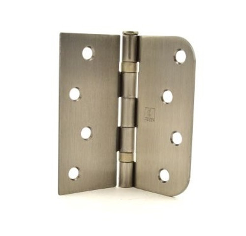 Hager BB1816415A Antique Nickel 4" Full Mortise Square x 5/8" Radius Steel Residential Ball Bearing Hinge