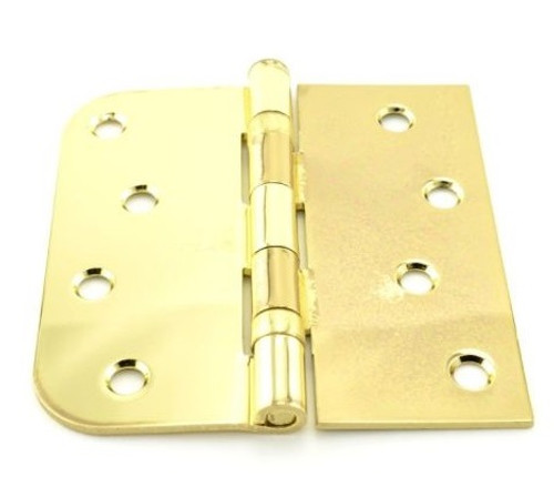 Hager BB181742D Brass Tone Dichromate 4" Full Mortise Square x 5/8" Radius Steel Residential Ball Bearing Hinge