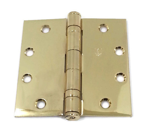 Hager BB127943 Polished Brass 4" Steel Full Mortise Ball Bearing Architectural Hinge