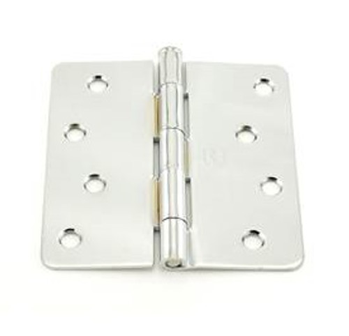 Hager RCBB1741426 Polished Chrome 4" Full Mortise 1/4" Radius Steel Residential Ball Bearing Hinge