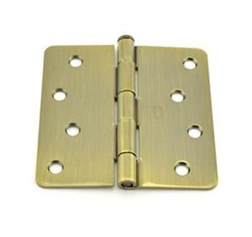 Hager RC174145 Antique Brass 4" Full Mortise 1/4" Radius Steel Residential Hinge