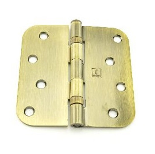 Hager RCBB184245 Antique Brass 4" Full Mortise 5/8" Radius Steel Residential Ball Bearing Hinge