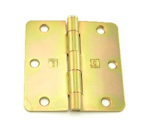 Hager RC174132D Brass Tone Dichromate 3" Full Mortise 1/4" Radius Steel Residential Hinge