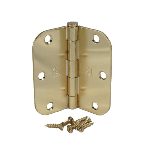 Hager RC18423122D Brass Tone Dichromate 3-1/2" Full Mortise 5/8" Radius Steel Residential Hinge