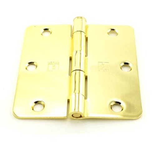 Hager RC17413123LB Light Brass 3-1/2" Full Mortise 1/4" Radius Steel Residential Hinge