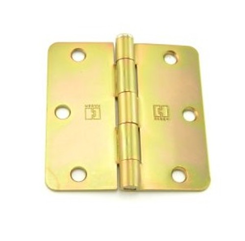 Hager RC17483123LB Light Brass 3-1/2" Full Mortise 1/4" Radius Steel Residential Hinge