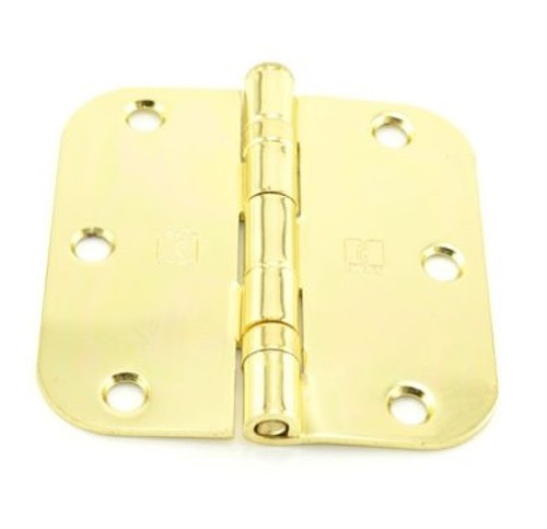 Hager RCBB18423123LB Light Brass 3-1/2" Full Mortise 5/8" Radius Steel Residential Ball Bearing Hinge