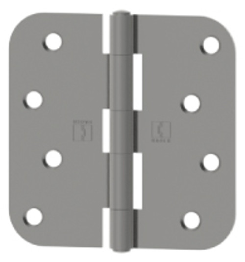 Hager RC184643 Polished Brass 4" Full Mortise 5/8" Radius Steel Residential Hinge with Riveted Pin