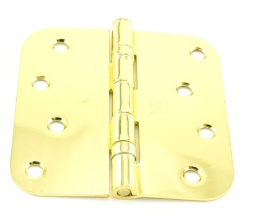 Hager RCBB184244 Satin Brass 4" Full Mortise 5/8" Radius Steel Residential Ball Bearing Hinge