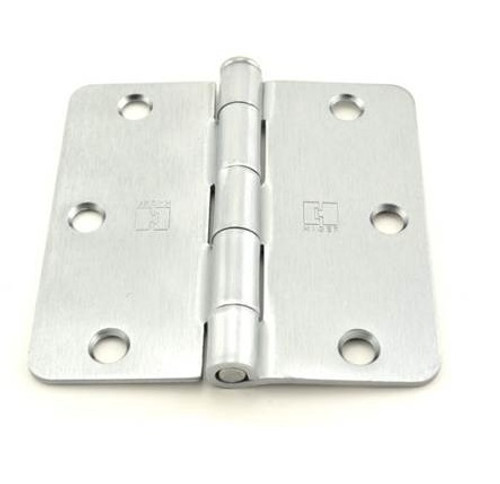 Hager RC174831226D Satin Chrome 3-1/2" Full Mortise 1/4" Radius Steel Residential Hinge