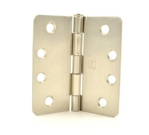 Hager RC1749415 Satin Nickel 4" Full Mortise 1/4" Radius Steel Residential Hinge