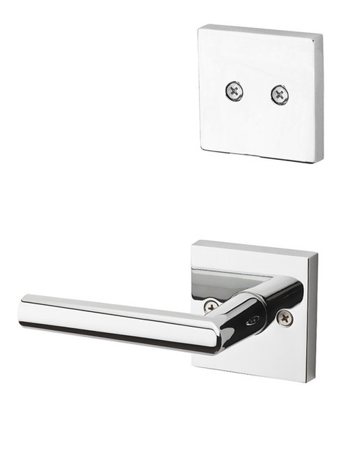 Kwikset 968MILSQT-26 Polished Chrome Dummy Handleset with Milan Lever with Square Rosette (Interior Side Only)