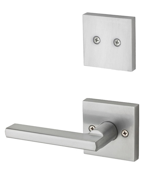 Kwikset 968HFLSQT-26D Satin Chrome Dummy Handleset with Halifax Lever with Square Rosette (Interior Side Only)