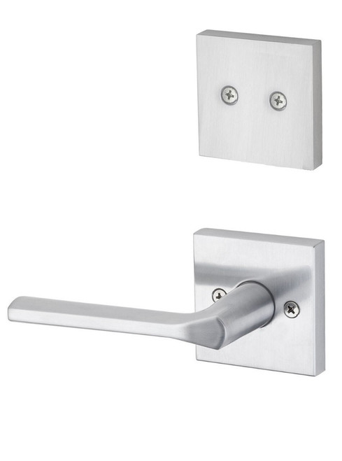 Kwikset 968LSLSQT-26D Satin Chrome Dummy Handleset with Libson Lever with Square Rosette (Interior Side Only)