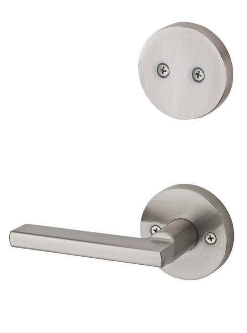 Kwikset 968HFLRDT-15 Satin Nickel Dummy Handleset with Halifax Lever with Round Rosette (Interior Side Only)