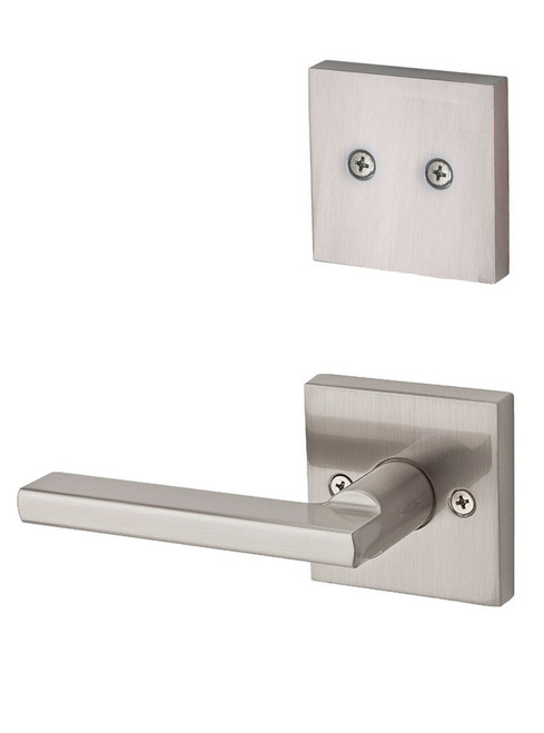 Kwikset 968HFLSQT-15 Satin Nickel Dummy Handleset with Halifax Lever with Square Rosette (Interior Side Only)