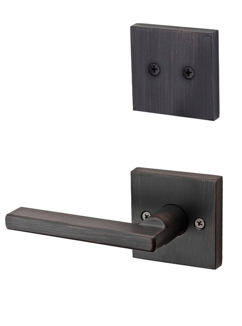 Kwikset 968HFLSQT-11P Venetian Bronze Dummy Handleset with Halifax Lever with Square Rosette (Interior Side Only)