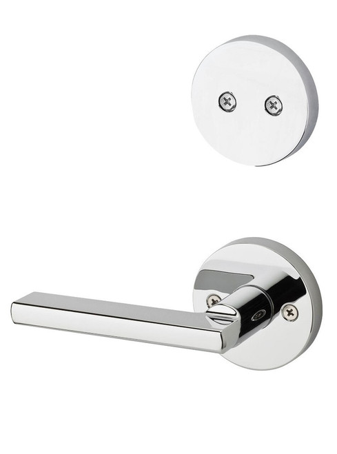 Kwikset 973HFLRDT-26 Polished Chrome Dummy Handleset with Halifax Lever with Round Rosette (Interior Side Only)