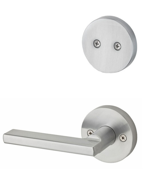 Kwikset 973HFLRDT-26D Satin Chrome Dummy Handleset with Halifax Lever with Round Rosette (Interior Side Only)